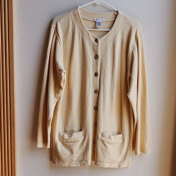 Talbots Yellow Button Down Cardigan Size Small - Picture 5 of 14